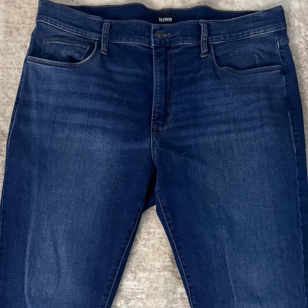 Hudson Jeans Brand Zane Style Skinny Cut Stretch Medium Blue Denim Jeans, 36x32